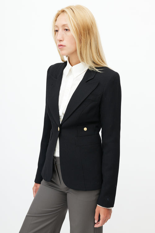 Smythe Black Wool Asymmetrical Blazer