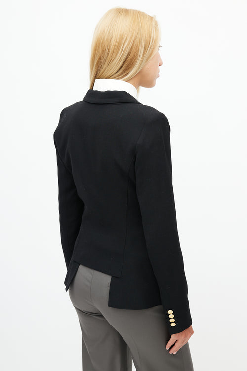 Smythe Black Wool Asymmetrical Blazer