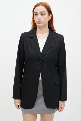 Smythe Black Wool Long Blazer