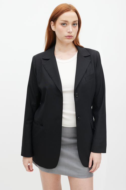 Smythe Black Wool Long Blazer