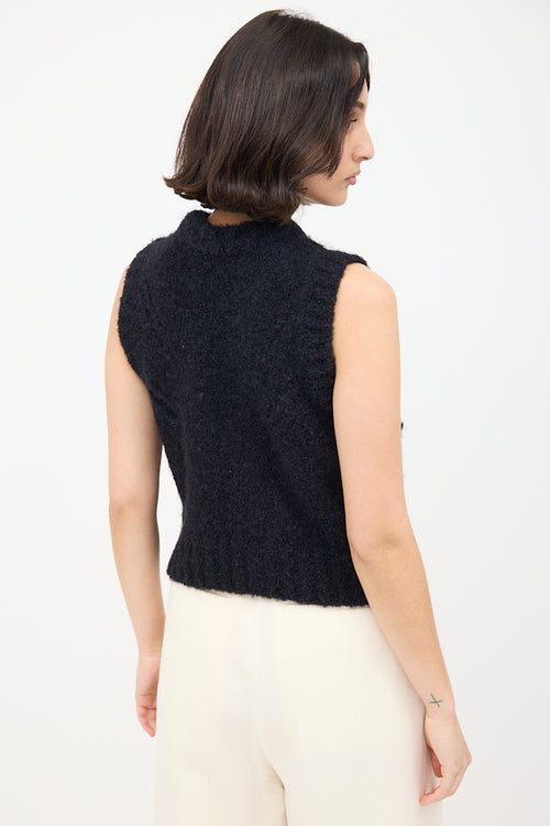 Smythe Black Wool 
Nylon Knit Ruffle Top