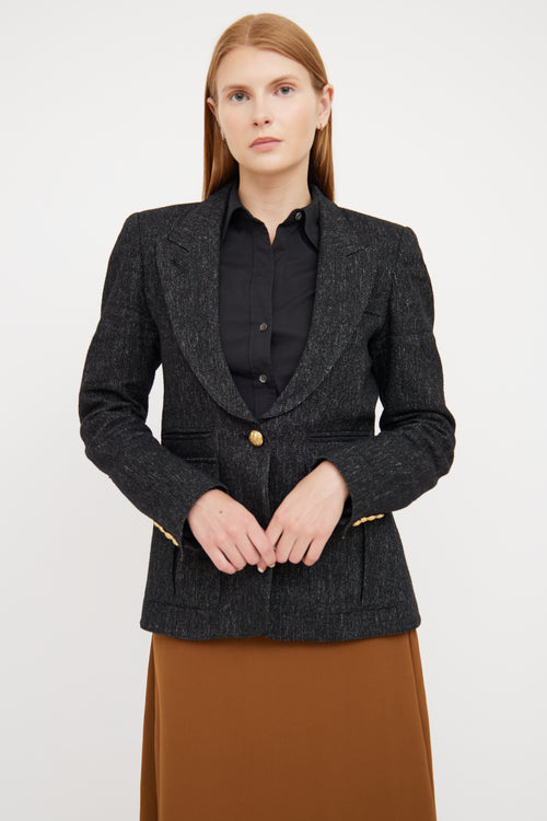 Smythe Black Wool Peak Lapel Blazer