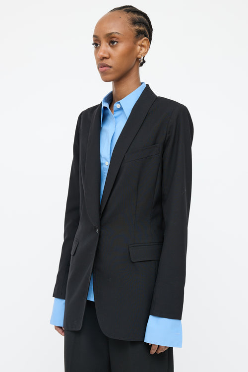 Smythe Black Shawl Collar Button Blazer