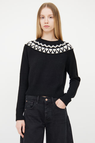 Smythe Black 
White Cashmere Fair Isle Sweater