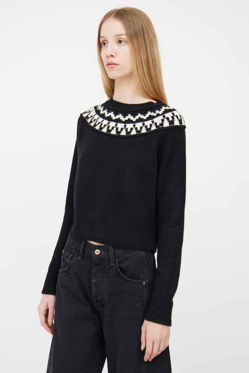 Smythe Black 
White Cashmere Fair Isle Sweater