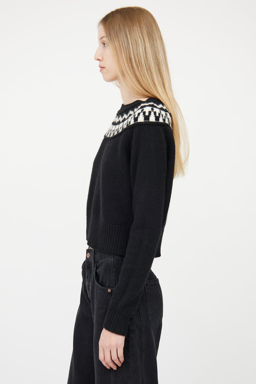 Smythe Black 
White Cashmere Fair Isle Sweater