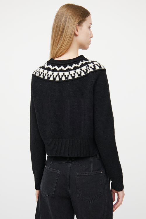 Smythe Black 
White Cashmere Fair Isle Sweater