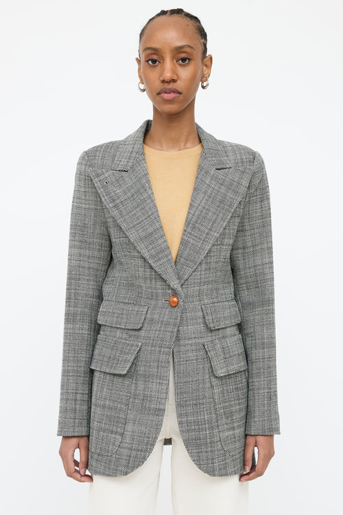 Smythe Black 
White Woven Wool Blazer