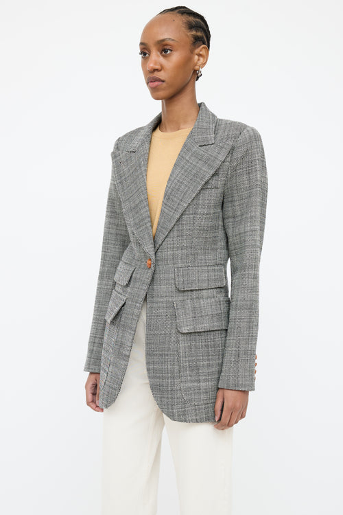 Smythe Black 
White Woven Wool Blazer