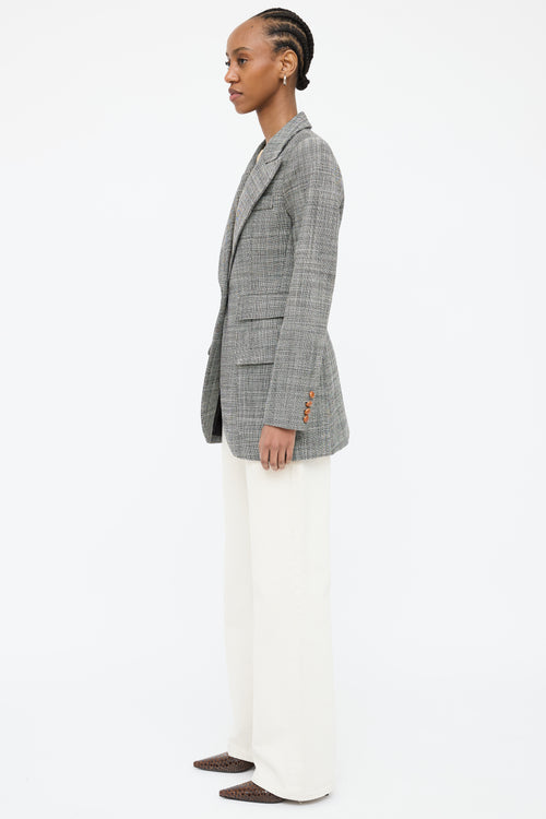 Smythe Black 
White Woven Wool Blazer