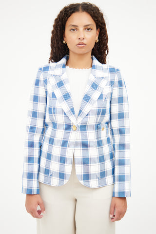 Smythe Blue 
White Long Sleeve Blazer