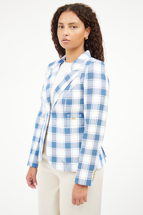 Smythe Blue 
White Long Sleeve Blazer