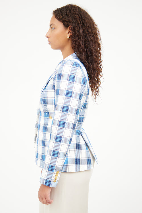 Smythe Blue 
White Long Sleeve Blazer