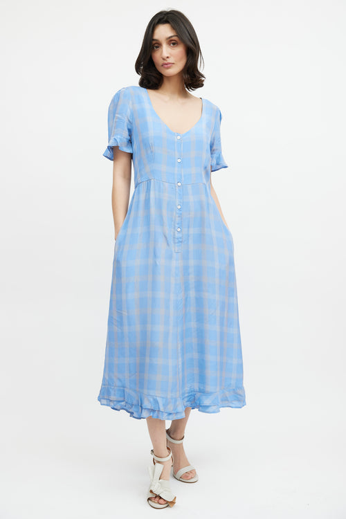 Smythe Blue 
Beige Plaid Dress