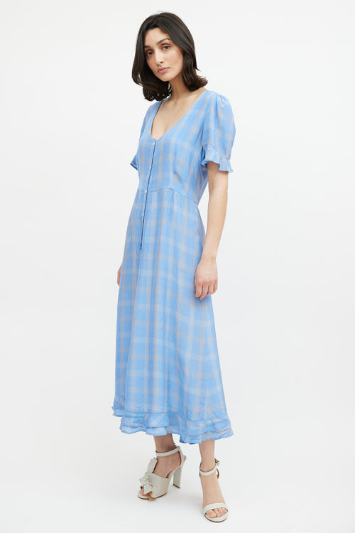 Smythe Blue 
Beige Plaid Dress