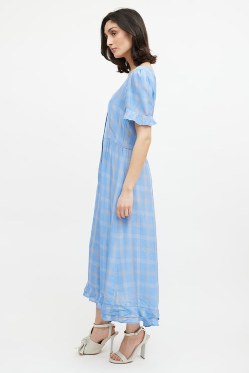 Smythe Blue 
Beige Plaid Dress