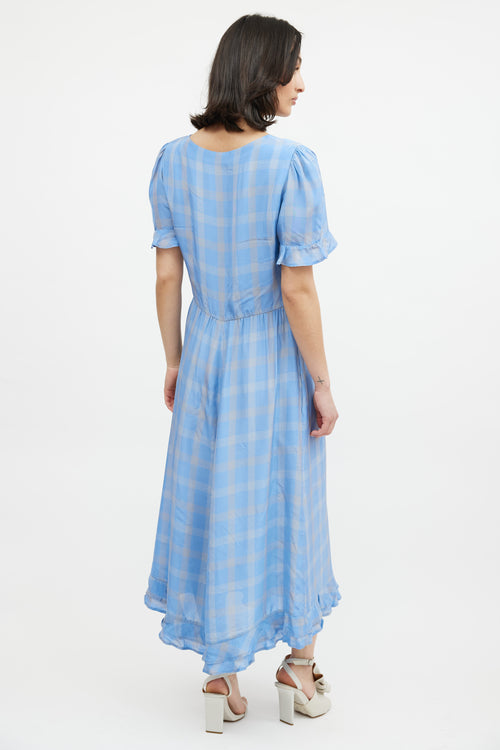 Smythe Blue 
Beige Plaid Dress