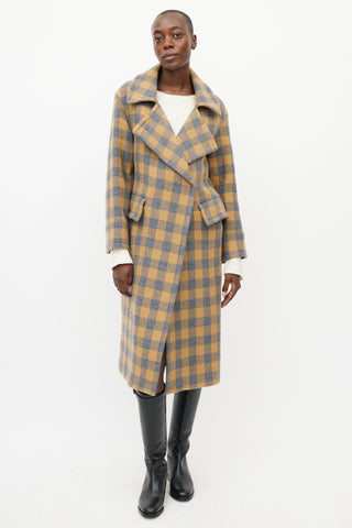 Smythe Blue 
Brown Wool Checked Coat