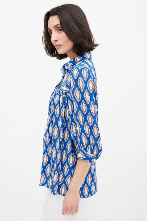 Smythe Blue 
Multi Print Foulard Blouse