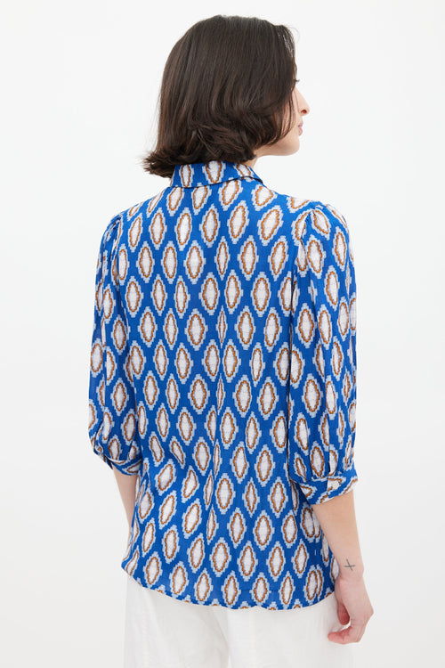 Smythe Blue 
Multi Print Foulard Blouse