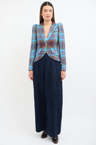 Smythe Tartan Pouf Sleeve Blazer