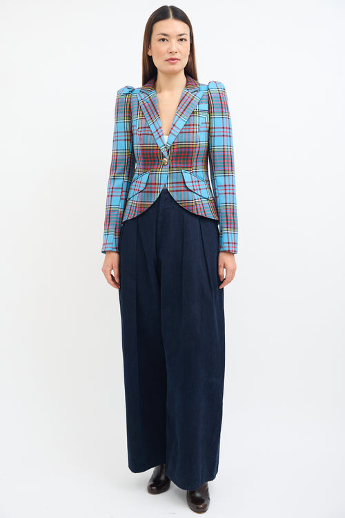 Smythe Blue 
Multi Tartan Pouf Blazer