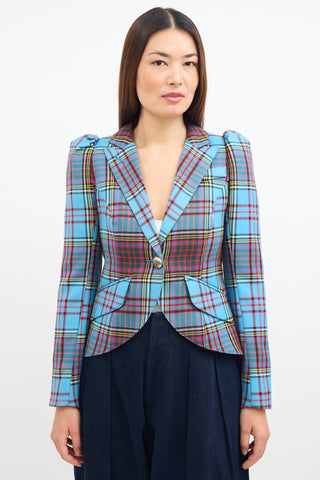 Smythe Tartan Pouf Sleeve Blazer