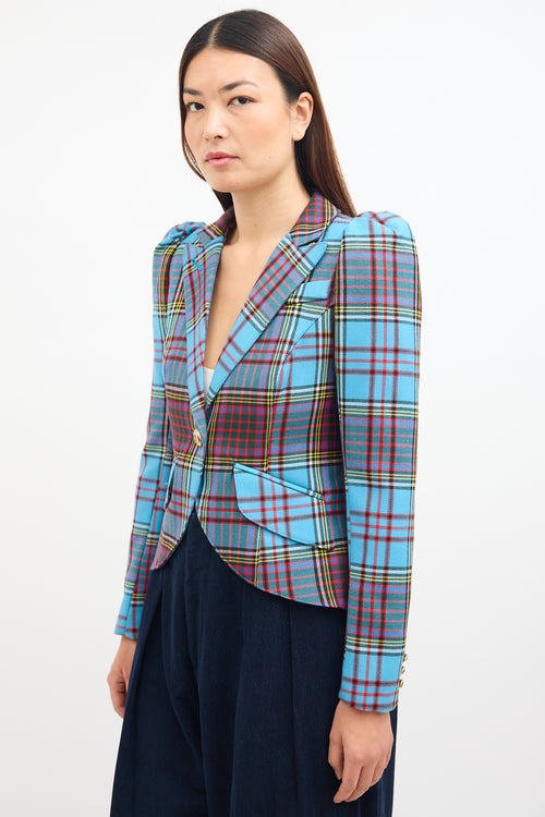 Smythe Blue 
Multi Tartan Pouf Blazer