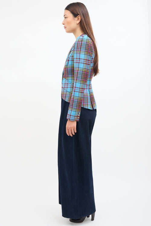 Smythe Blue 
Multi Tartan Pouf Blazer