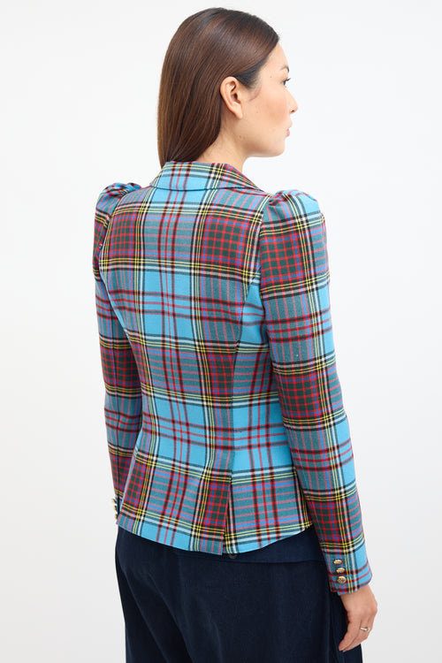 Smythe Blue 
Multi Tartan Pouf Blazer