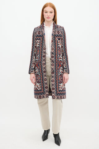 Smythe Navy 
Orange Wool Paisley Coat