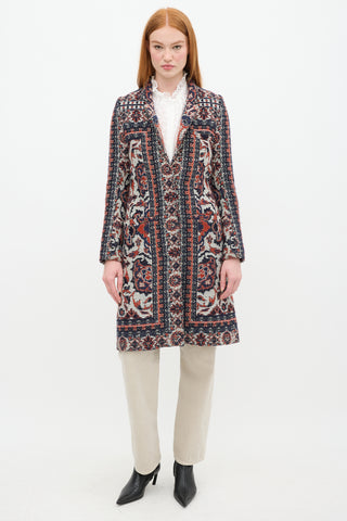 Smythe Navy 
Orange Wool Paisley Coat