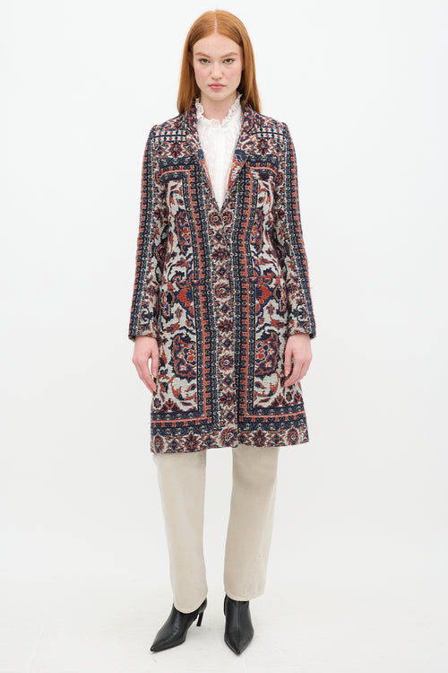 Smythe Navy 
Orange Wool Paisley Coat