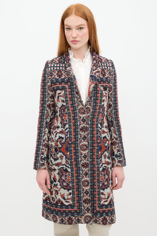 Smythe Navy 
Orange Wool Paisley Coat