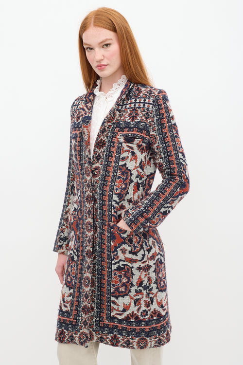 Smythe Navy 
Orange Wool Paisley Coat