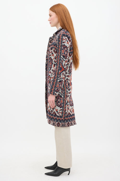 Smythe Navy 
Orange Wool Paisley Coat