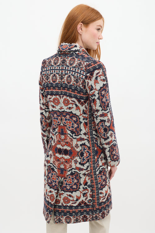 Smythe Navy 
Orange Wool Paisley Coat