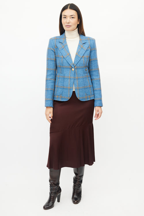 Smythe Blue 
Orange Wool Plaid Blazer