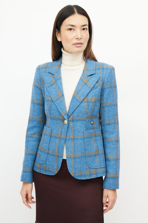 Smythe Blue 
Orange Wool Plaid Blazer