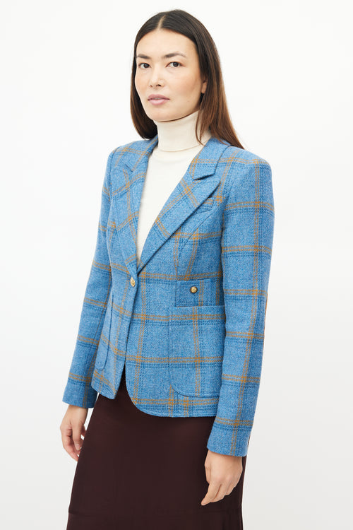 Smythe Blue 
Orange Wool Plaid Blazer