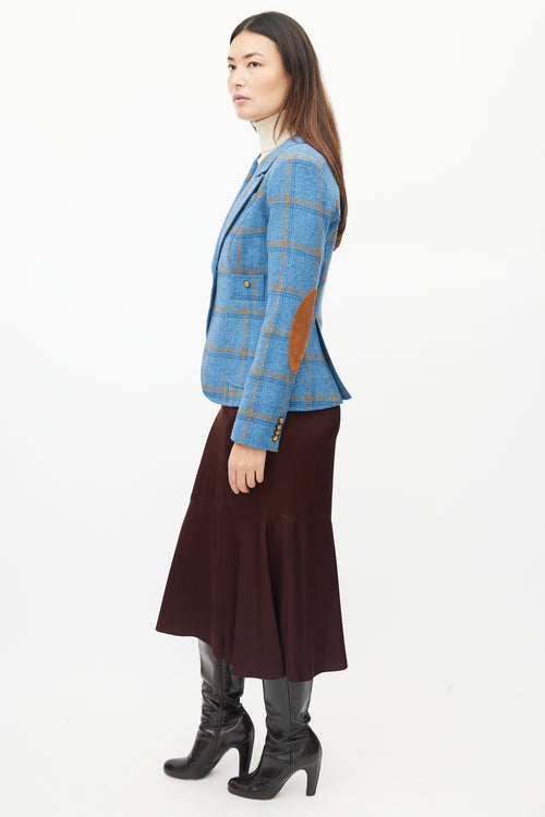 Smythe Blue 
Orange Wool Plaid Blazer