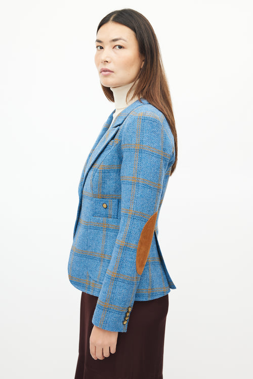 Smythe Blue 
Orange Wool Plaid Blazer