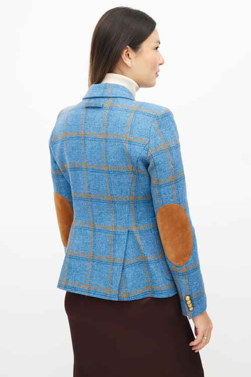 Smythe Blue 
Orange Wool Plaid Blazer