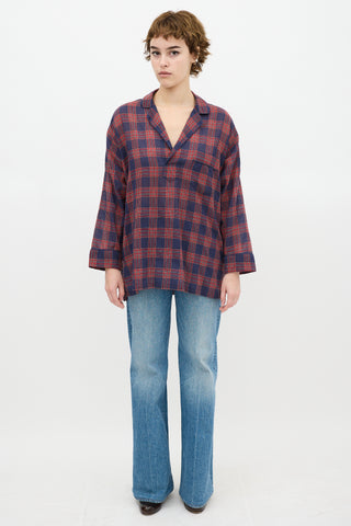 Smythe Blue 
Red Checkered Over The Head Shirt