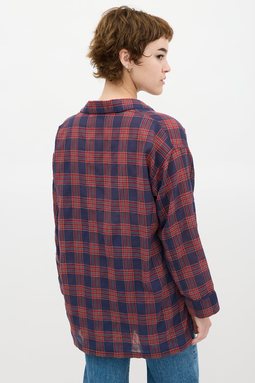 Smythe Blue 
Red Checkered Over The Head Shirt