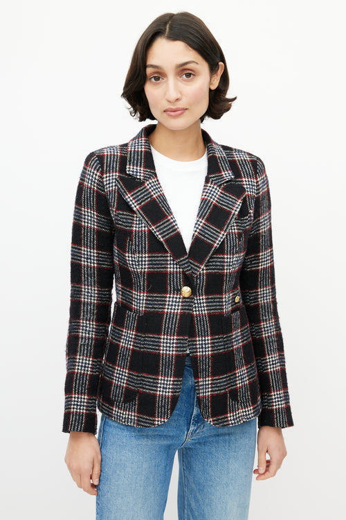 Smythe Blue 
Red Wool Plaid Blazer