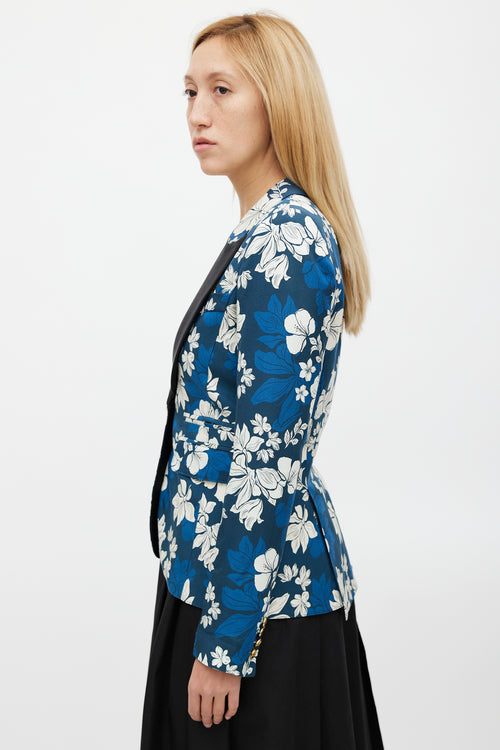 Smythe Blue 
White Blocked Peak Lapel Floral Blazer