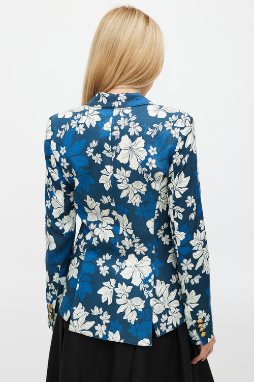 Smythe Blue 
White Blocked Peak Lapel Floral Blazer