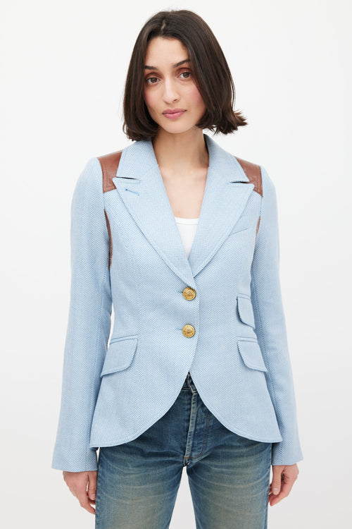 Smythe Blue 
White Rifle Patch Equestrian Blazer