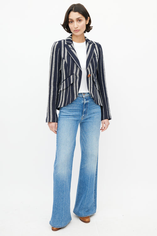 Smythe Blue 
White Striped Linen Blazer